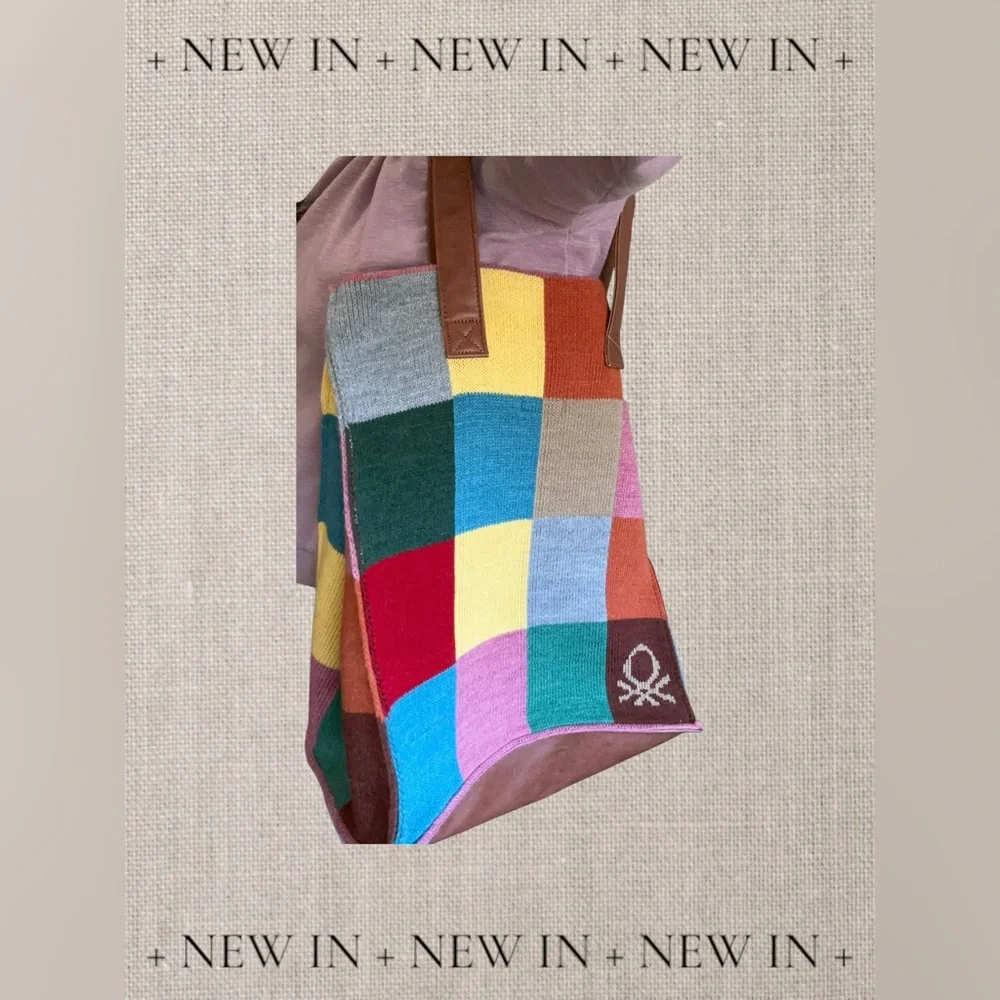 United Colors of Benetton Colorful Patchwork Tote Bag - Picture 5 of 6